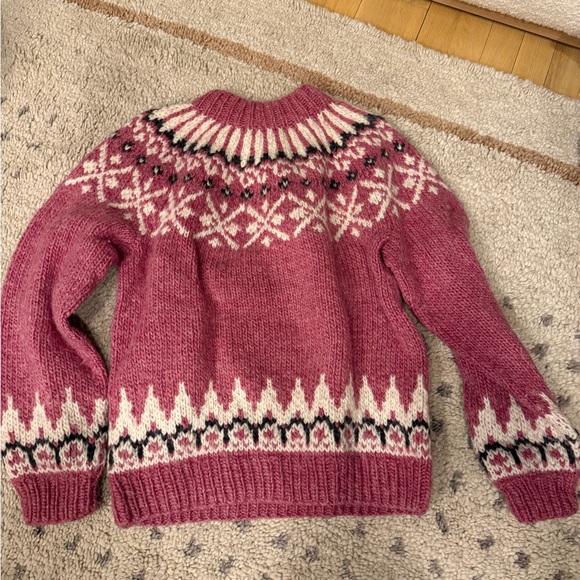 Vintage 100/% wool fairisle pink sweater - Picture 2 of 4